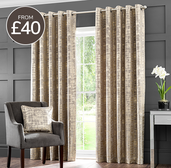 Romano Gold Velour Eyelet Curtains